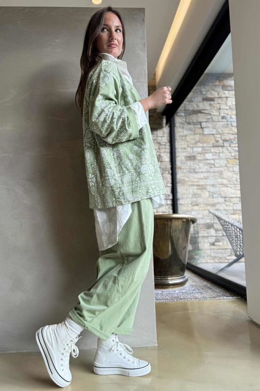 Bandana B Kimono Sweatshirt Jacket Matcha